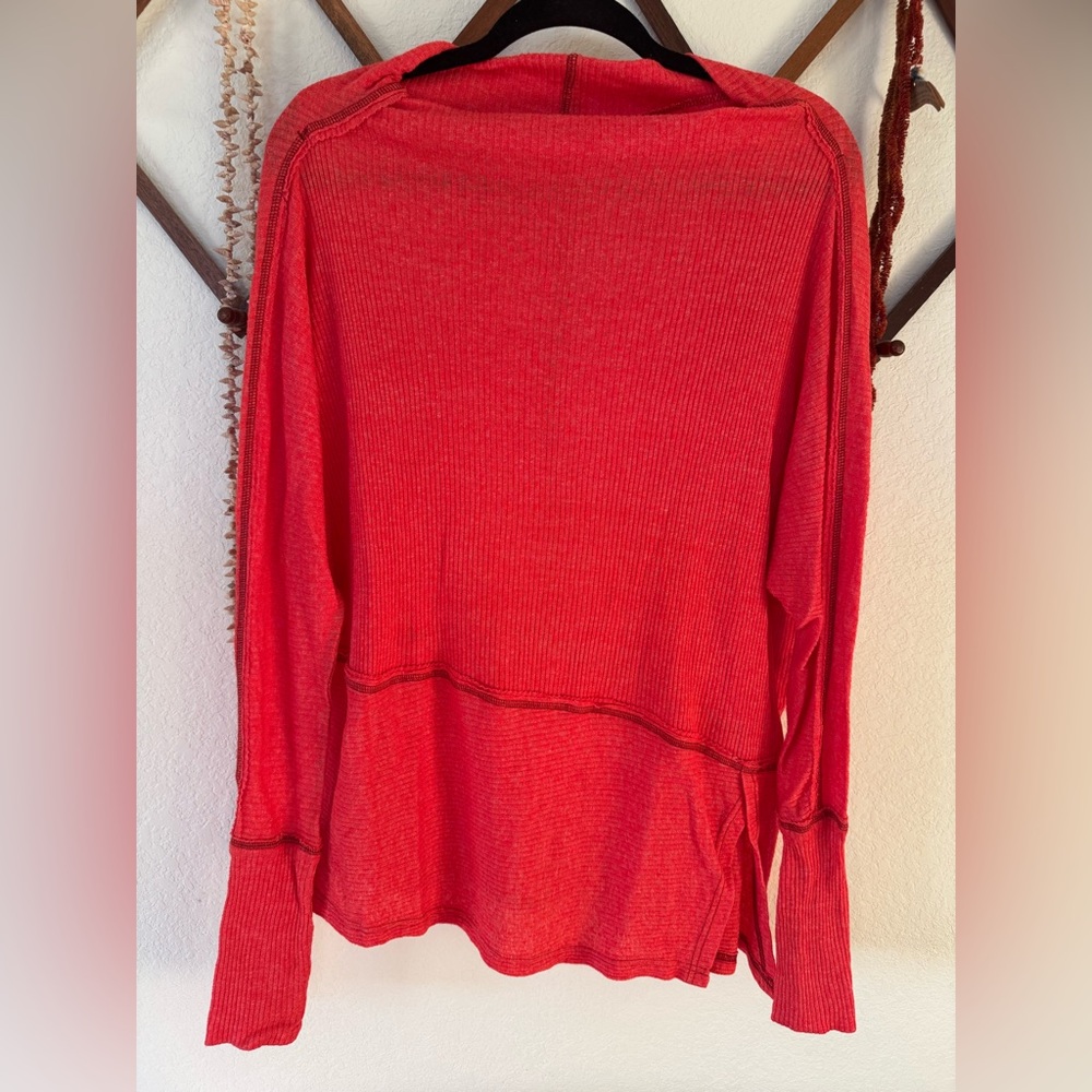 We The Free Ribbed Long Sleeve Top Red